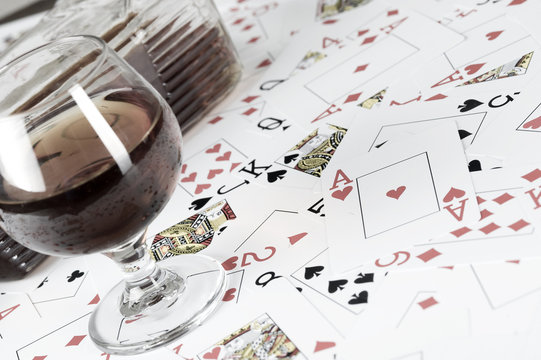 Cognac and playing card