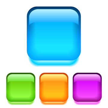 Glass square buttons, vector illustration