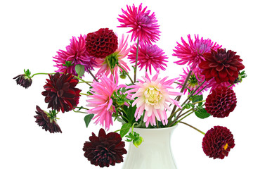 Composition florale de chrysanthèmes et dahlias