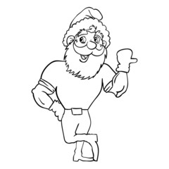 Muscular Santa Claus with a raised hand gesture.