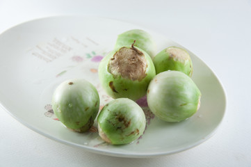 Fresh green eggplants