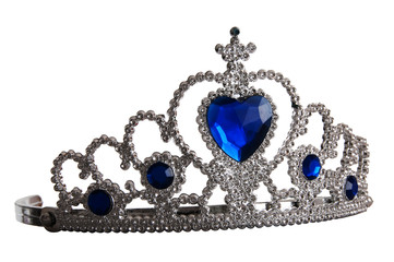 False tiara with diamonds and blue gem