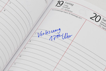 Vorlesung im Kalender notiert