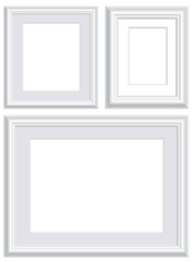 three white frames
