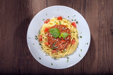 Spaghetti Bolognaise angerichtet