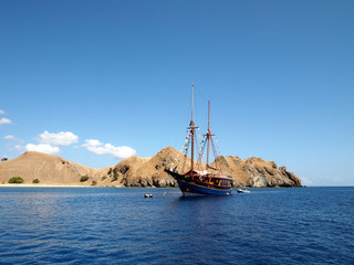 Blue Lagune and Ship, Gili Banta Island, Indonesia