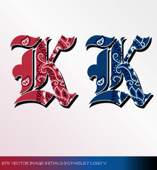 eps Vector image: initials (k) paisley logo