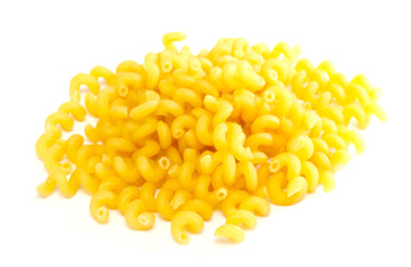 dried italian pasta on white background