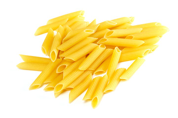 dried italian pasta on white background