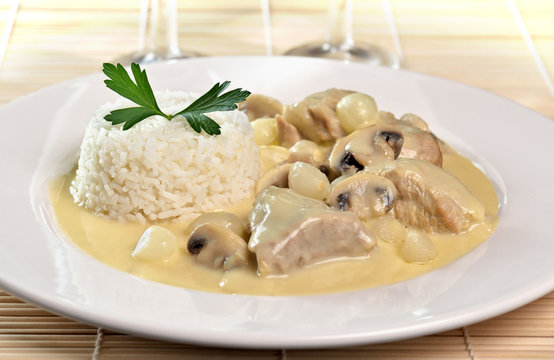 Blanquette de veau &agrave; l'ancienne riz cr&eacute;ole