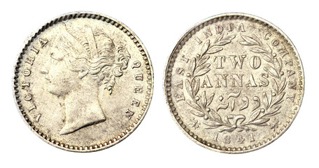 Old Indian Two Anas Coin of 1841