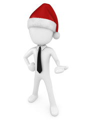 3D render of a man with santa hat presenting