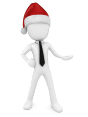 3D render of a man with santa hat presenting