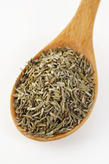 Thyme in wooden spoon