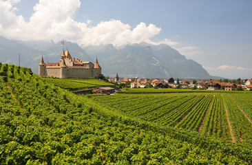 Fototapeta na wymiar Chateau d'Aigle wśród winnic. Szwajcaria