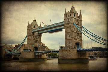 Fototapeta na wymiar Tower Bridge, London, texture retro