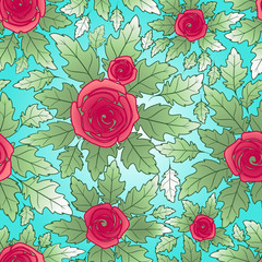 Seamless pattern with rose flowers