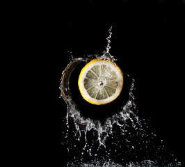 Lemon in water splash