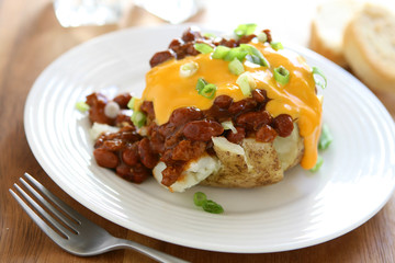 Baked Potato with Chili and Cheese