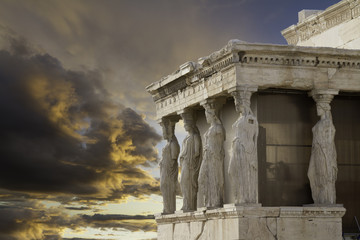 Caryatids in Erechtheum, Acropolis,Athens,Greece