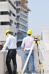 Team of architects on construciton site