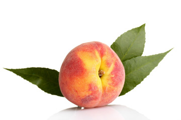Fresh peaches isolated on white