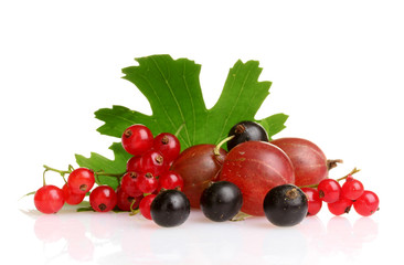 Fresh delicious summer berries isolated on white