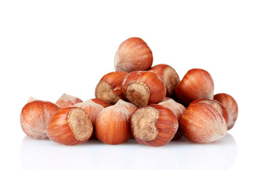 hazelnuts isolated on white
