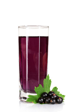 juice and  black currant  isolated on white