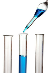 pipette and test tubes isolated on white