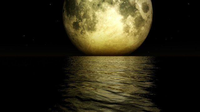1275 Romantic Magical Fantasy Dream Moon Ocean Waves Stars Loop