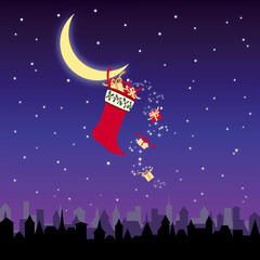 Christmas stocking and colorful present