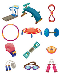 cartoon Fitness Equipment icons