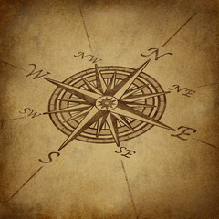 Compass rose in perspective with grunge texture