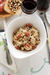 Arroz con salchicha y frjioles
