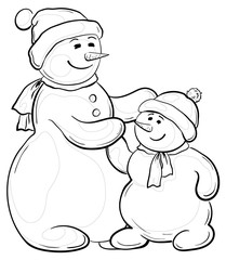 Snowmens mother and son, contours