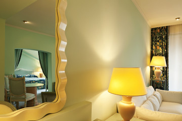 interior luxury apartment, comfortable room, mirror