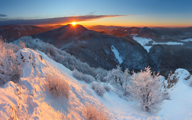 Winter sunset in mountain with cloud - Slovakia - Powered by Adobe