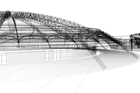progetto sports arena rendering 3d ingegneria architettura