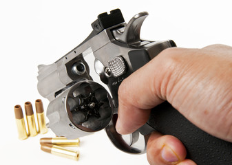 empty socket of revolver isolated on white background
