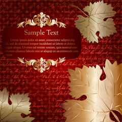 Retro card with autumn leaves and place for text