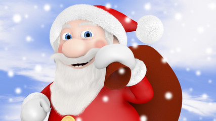 Santa Claus with bag of presents