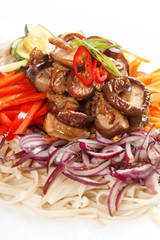 meat with vegetables and noodles