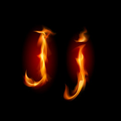Fiery font. Letter J