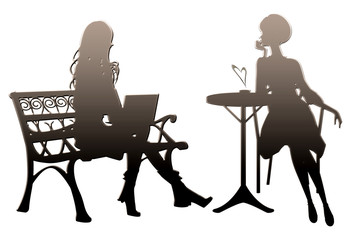 座りシーンシルエット