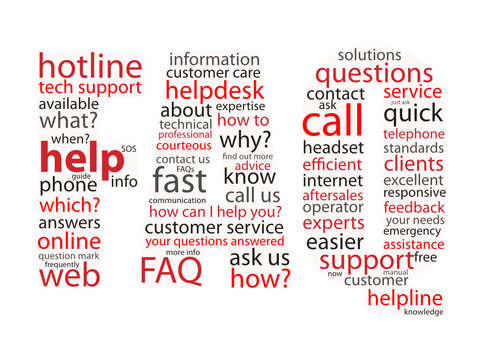 "FAQ" Tag Cloud (questions support hotline button sos help)