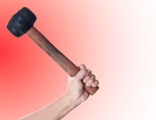 woman hand hoding a hammer