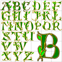 abc alphabet background leaves design