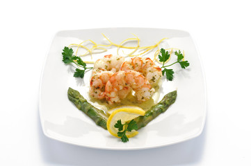 Gamberi con limone e asparagi - antipasto
