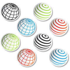 Vector stickers of globe